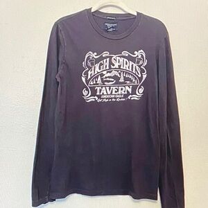 American Eagle Outfitters Dark Gray Graphic Long Sleeve Tee